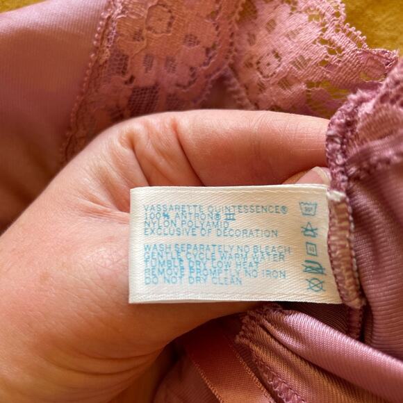 VTG Vassarette Mid Century Modern Pink Classic Slip Dress W/ Lace Trim Large - Picture 9 of 12